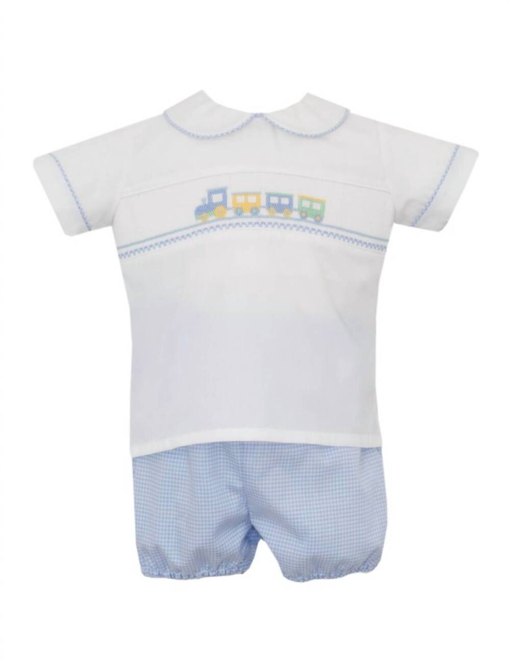 NEW PETIT BEBE lt.blue gingham boy's diaper set in blue
